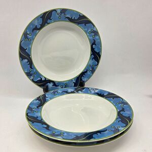 Sasaki Ruman Set Of 3 Palms & Pomegranates 8 1/2" Soup Bowls Discontinued EUC